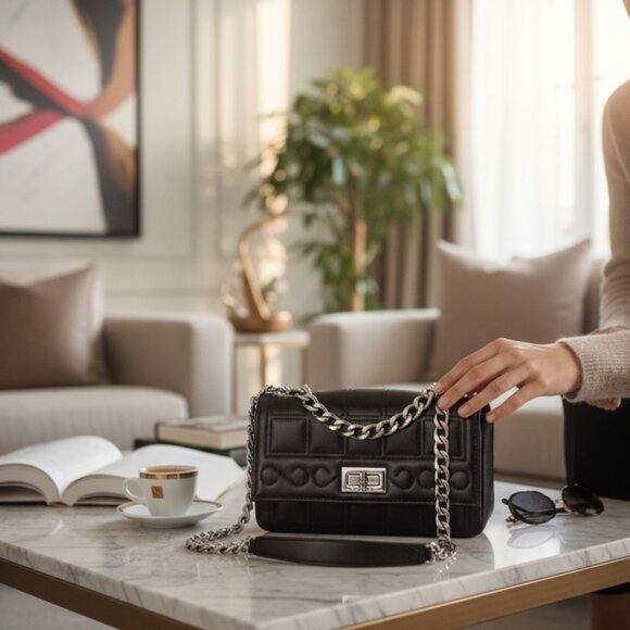 Chanel Square Quilt Mini Crossbody Silver Chain Designer Crossbody Shoulder Bag - Picture 1 of 9